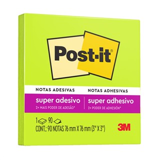 Bloco de notas super adesivas Post-it verde neon 76x76mm 90 folhas 3M