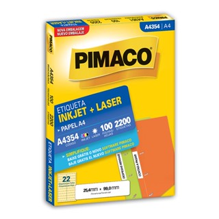 Etiqueta inkjet/laser A4354 com 100 folhas Pimaco