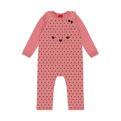 Roupa Infantil Jardineira Moletom Poá Body Estampado Conjunto Kyly Feminino Moda Inverno Quentinho