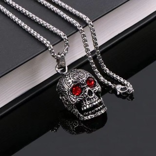 corrente masculina punk lacoste Colar estilo vintage com caveira gravada com pingente e strass, comprimento da corrente 60 cm