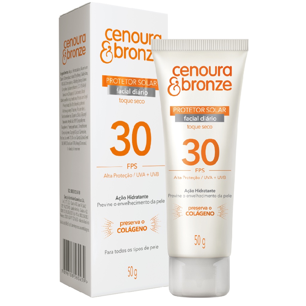 Protetor Solar Facial Fps30 Cenoura E Bronze 50g