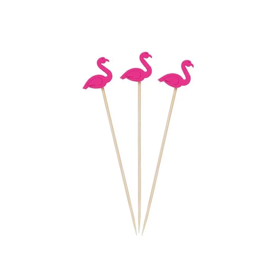 Palito Decorativo 12cm - Petiscos - Flamingo - 20 UN - ArtLille - Rizzo - Home & Living