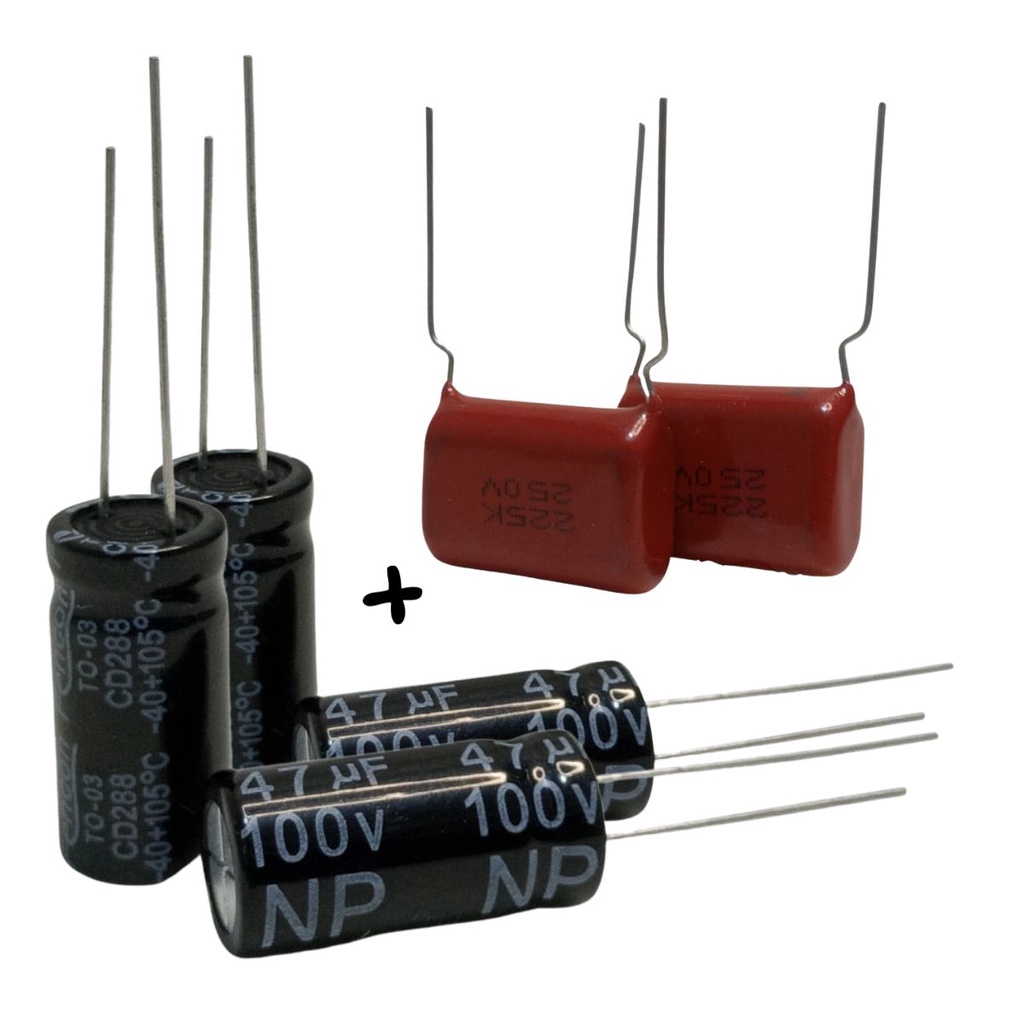 Kit 4 Capacitor Bipolar 47uf 100v Driver Corneta + 2 Capacitor Super Tweeter 2m2x250v 225j 250v