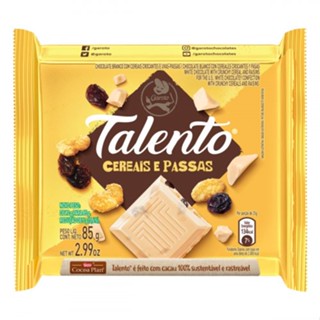 Chocolate Branco com Cereais e Passas Garoto Talento 85g
