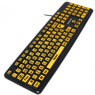 Adesivos Letras Grandes 12x13mm fundo amarelo Etiquetas (para pessoas com baixa visão) PT-ABNT2 em Oferta na Shopee