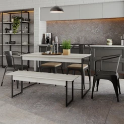 Mesa de Jantar com 1 Banco Estilo Industrial TUB
