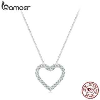 Prata Bamoer 925 0,5ct Colar Moissanita Coração D Cor VVS1 Jóias De Moda Presentes Para Mulheres