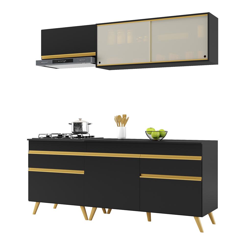 Cozinha Compacta 4 peças c/ Armário e Balcão MP3707 Veneza GB Preta em Oferta na Shopee