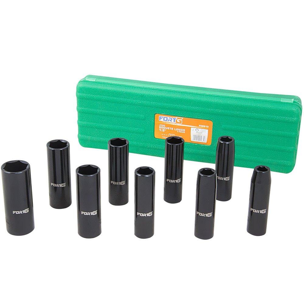 Jogo Soquetes de Impacto FORTG 1/2 Pol. Longos com 9 Peças em Oferta na Shopee
