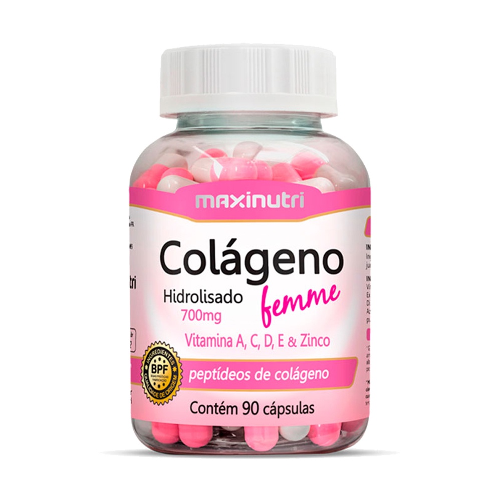 Colágeno Femme Vitaminas A-C-D-E Zinco 90 Cápsulas Maxinutri