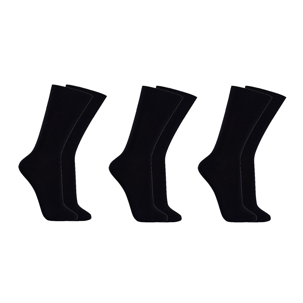 Kit C/3 Pares de Meias Sociais Algodão - Preto