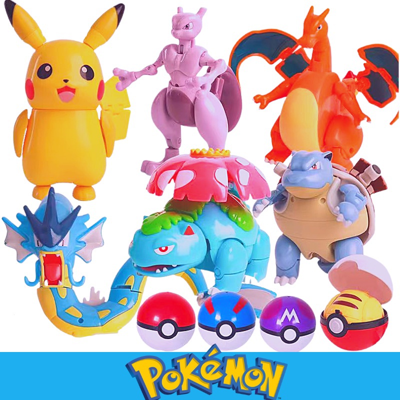 Pokemon Pikachu Charizard Mewtwo bola de elfo Modelo de anime Brinquedos para crianças Presentes de Natal