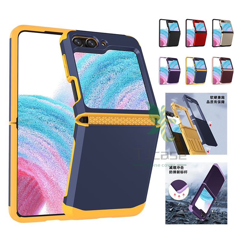 Capa De Blindagem Para Serviço Pesado Samsung Galaxy Z Flip 5 4 6 Dobradiça De Borracha Fosca Pc Dura