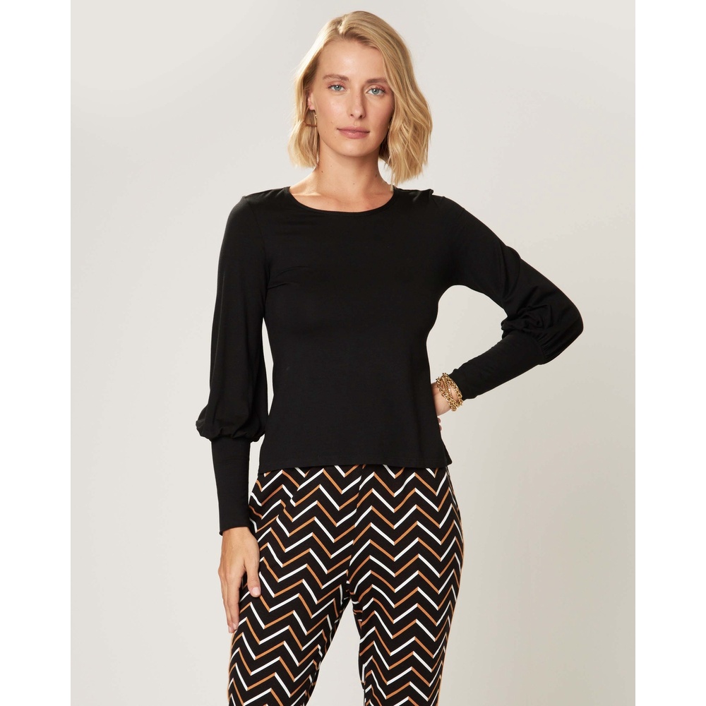 Blusa Feminina Manga Bufante Em Viscose Stretch