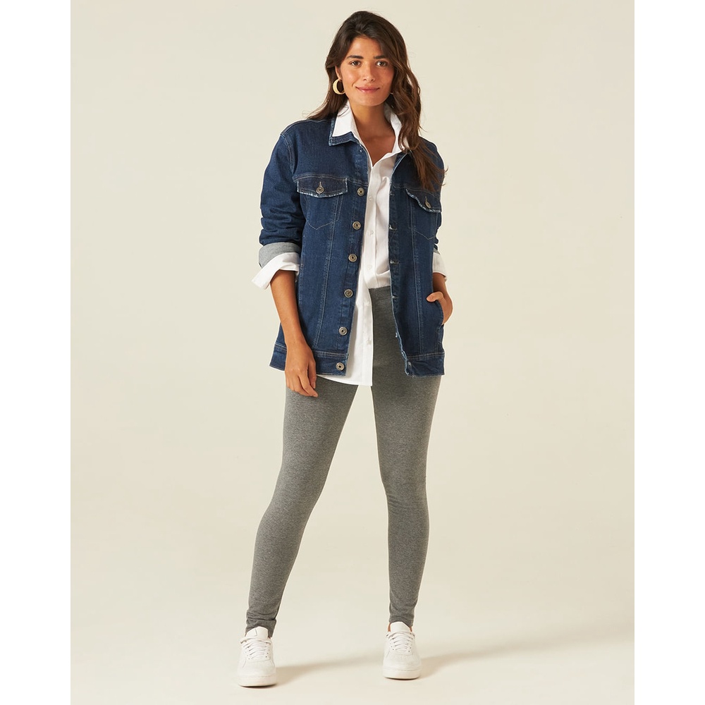 Calça Legging Básica Feminina Cintura Média Em Algodão em Oferta na Shopee