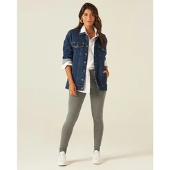 Calça Legging Básica Feminina Cintura Média Em Algodão