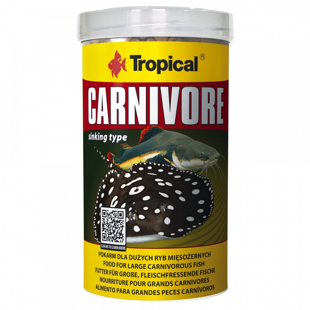 RAÇÃO CARNIVORE - POTE 600G  -  TROPICAL