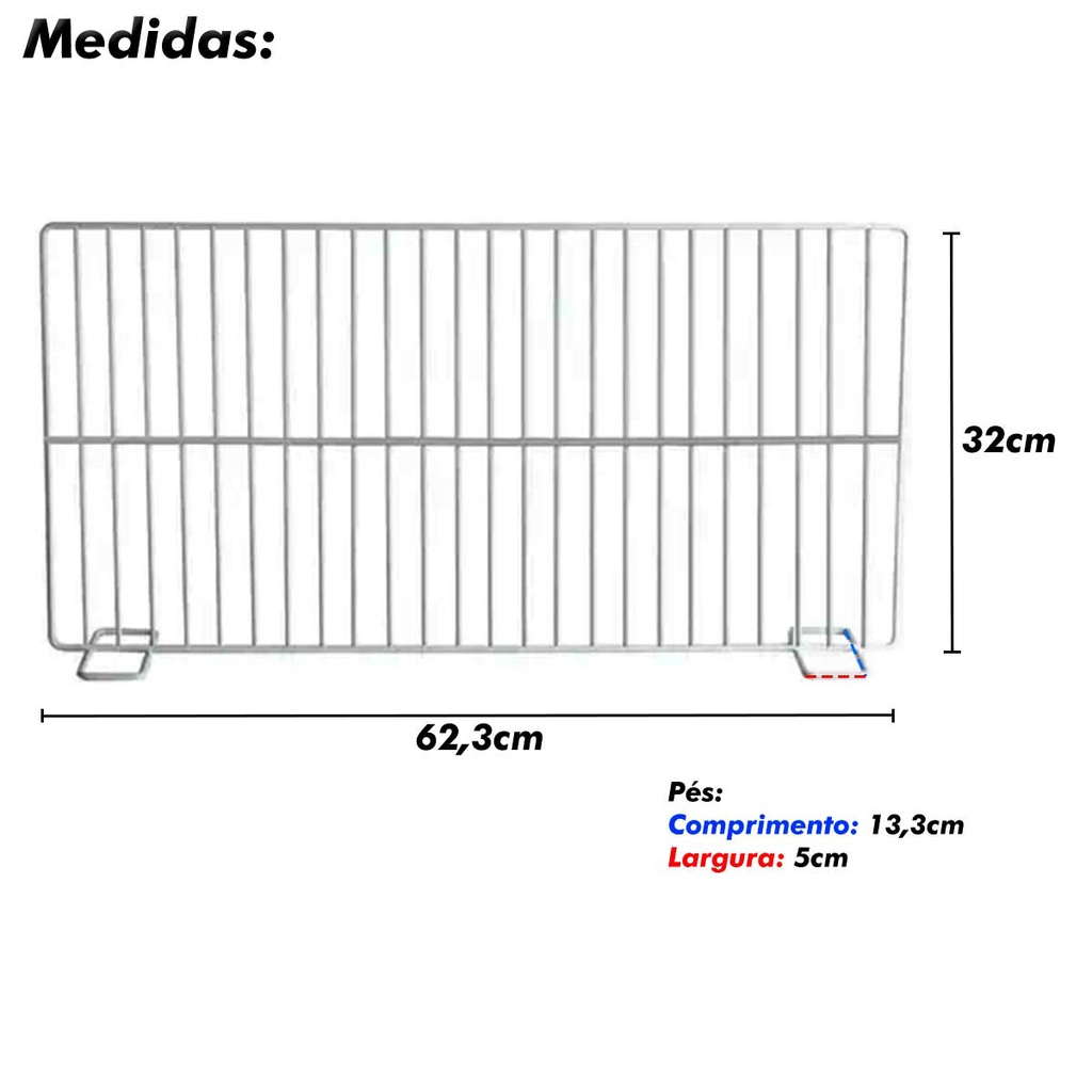 3 Grade Divisória Organizadora 62,3x32 Original Gelopar para equipamento: Refrigerador Ilhas e outros Horizontais