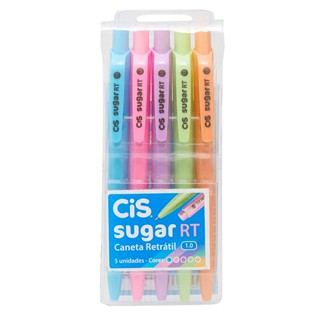 Caneta esferográfica Sugar RT com 5 unidades Cis