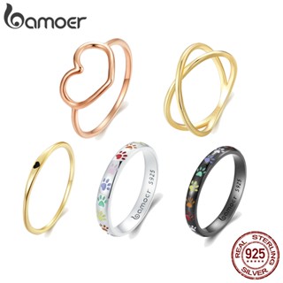 Bamoer 925 Silver Classic Jóias De Moda Clássica Com Anel Simples Para Meninas Tamanho Pequeno 5