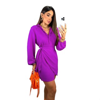 VESTIDO MANGA LONGA BUFANTE SOLTINHO DE AMARRAR BOTOES FESTA DUNA