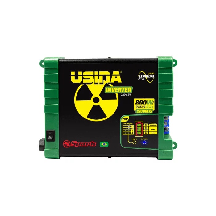 Inversor de Potência Veicular Spark Usina Onda Senoidal 2Nd Gen 800 Watts 24V - 220V