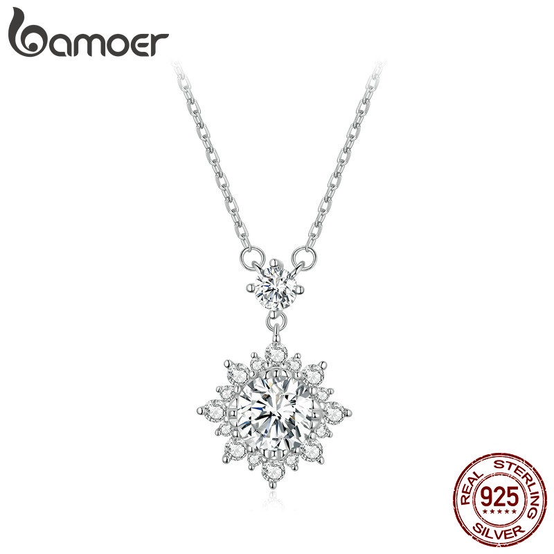 Bamoer Silver Moissanite 1ct VVS1 100 % Teste De Instrumentos Colar Simples Com Certificado De Jóias De Moda MSN017 em Oferta na Shopee