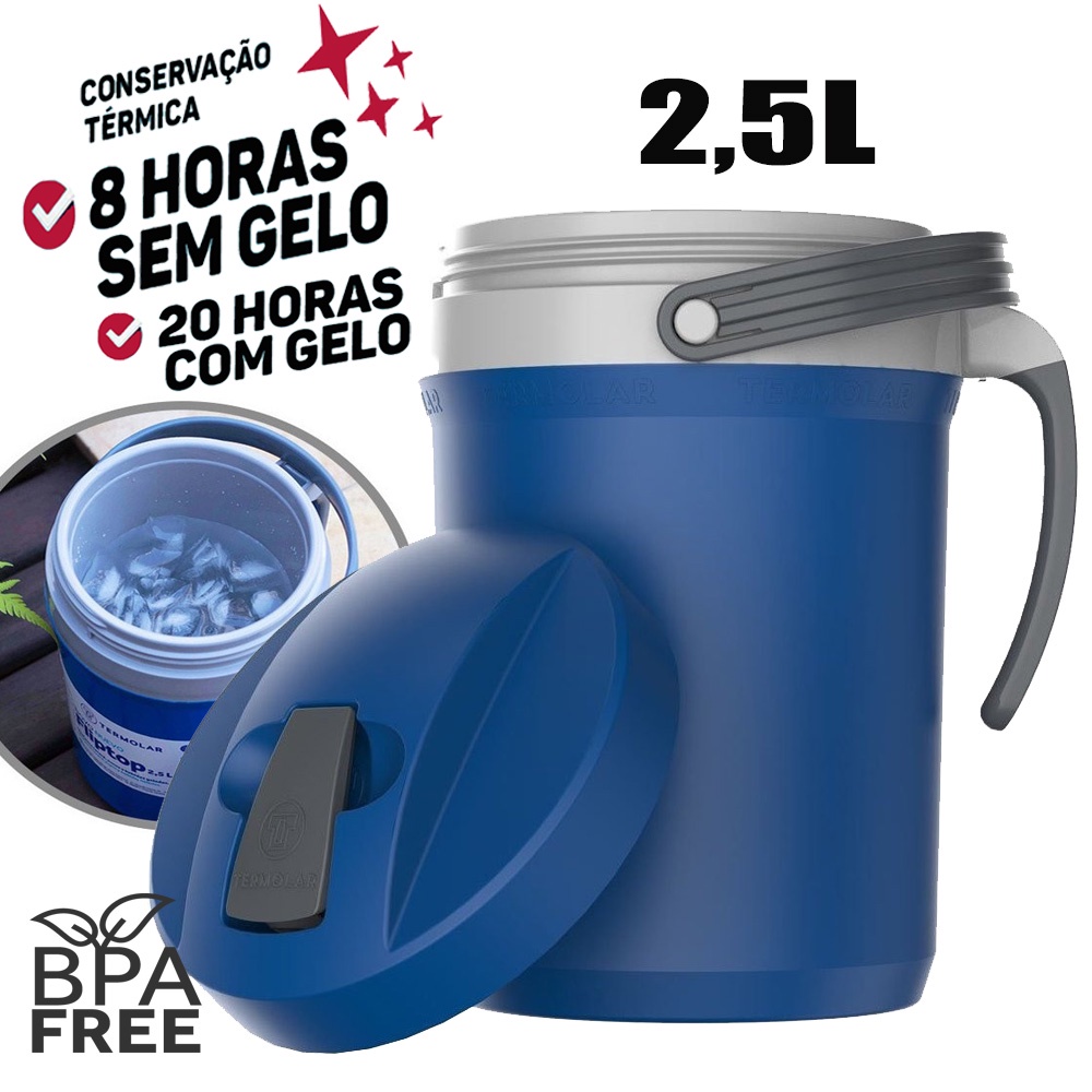 Jarra Térmica Garrafa Azul Suco Tereré Flitop 2,5L Termolar - Home & Living