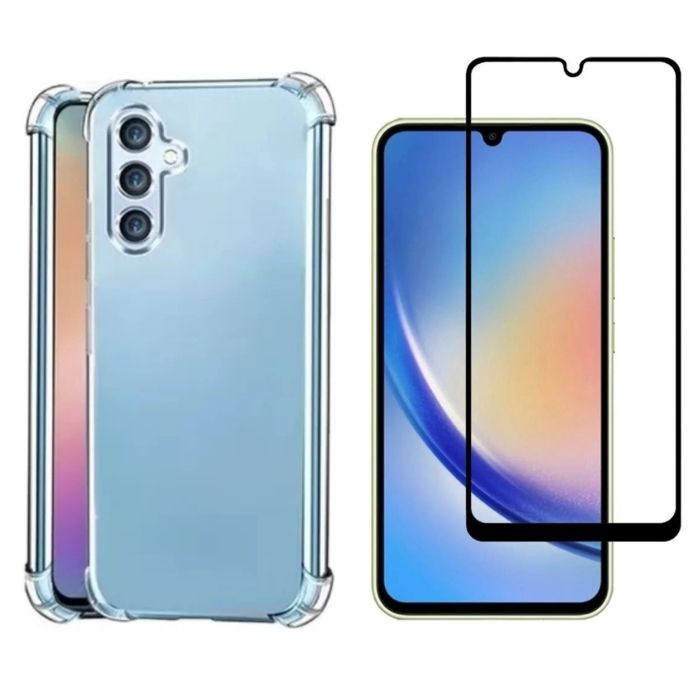 Kit 2em1 Para Samsung Galaxy A34 A 34 Capa Capinha TPU Anti-Impacto + Pelicula de Vidro 3D em Oferta na Shopee