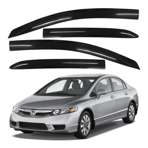 Calha de Chuva Defletor Honda New Civic 2007 a 2011 4 Portas Ecoflex