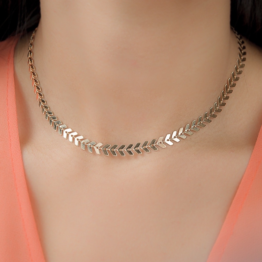 12PCS Colar Choker Escama De Peixe Folheado A Ouro 18k
