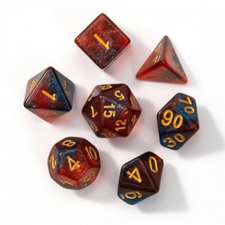 Jogos De Mesa Iridescent Com Glitter Poliédrico Dice DND Ententhushast RPG Adventurer Número Acrílico Da Família/De 7-Die