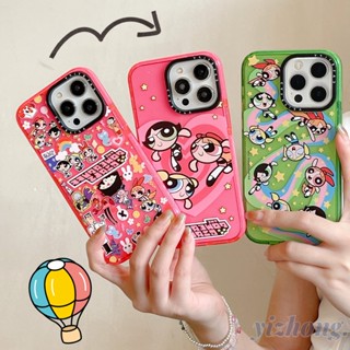 Caixa Para iPhone 15 11 14 Pro Max 13 Design Brilhante Powerpuff Girls Girly Transparente À Prova De Choque TPU Anti-Riscos Capa Protetora Queda 12