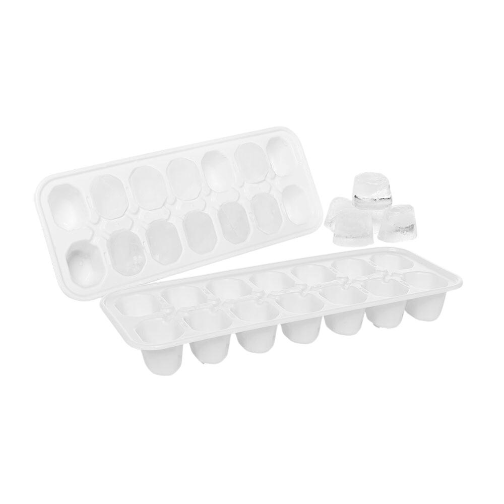 Kit 2 Formas de Gelo Flexível Empilhável 14 Cubos Grandes Tradicional