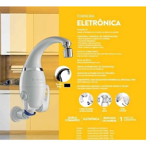 TORNEIRA ELETRONICA PAREDE/BANCADA 220V 65000W SINTEX TEL200