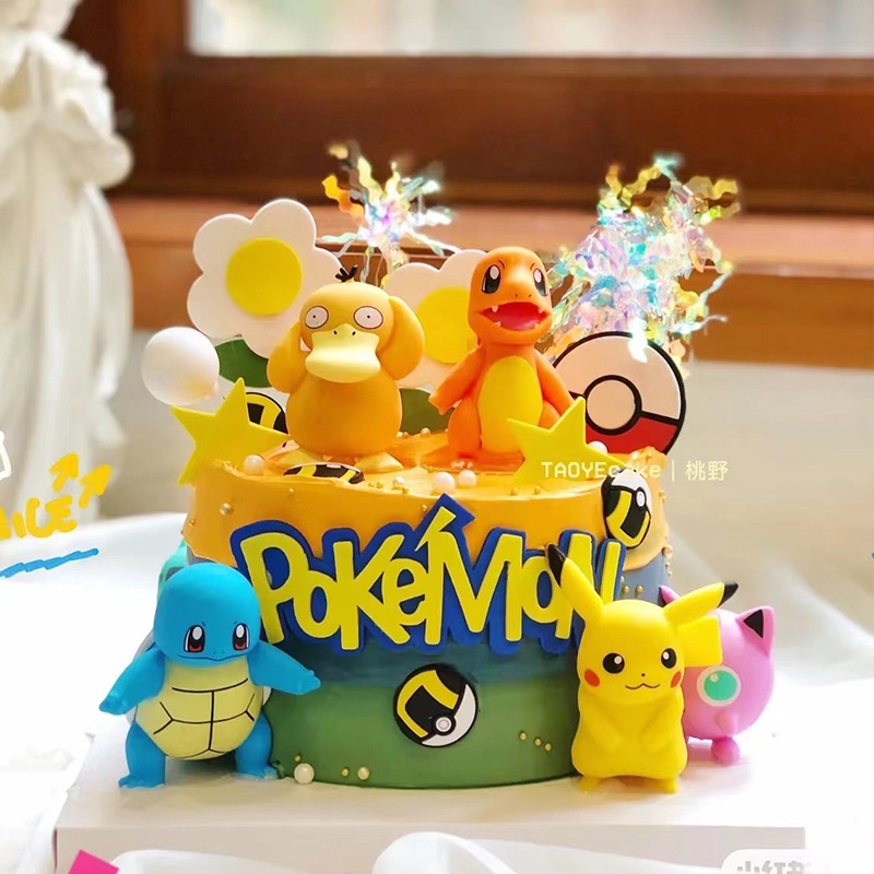 Requintado 6pcs/set Pokemon Bolo De Pato De Brinquedo Para Decoração De Aniversário Infantil Pikachu Bola De Estimação Acessórios