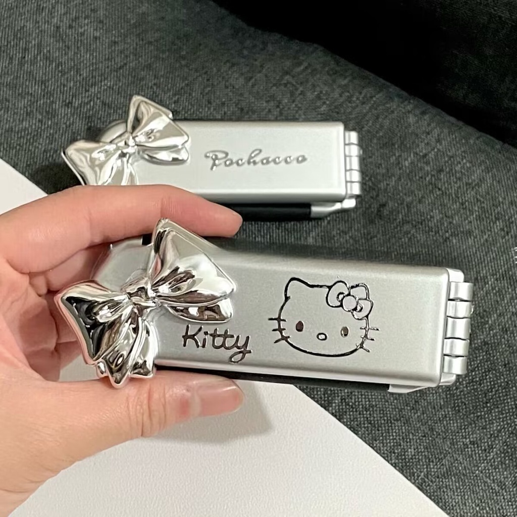 Hello Kitty Sanrio Kuromi Melody Cinnamoroll Penteado Dobrável Espelho Y2K Portátil De Viagem Para Meninas Estudantes Maquiagem