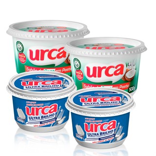 Kit 2 Sabão em Pasta Coco 3 em 1 Urca 500G + 2 Sabão em Pasta Tradicional Urca 500G