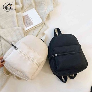 Moda Feminina Mochila Cor Sólida Estilo Preppy School Nylon Mini