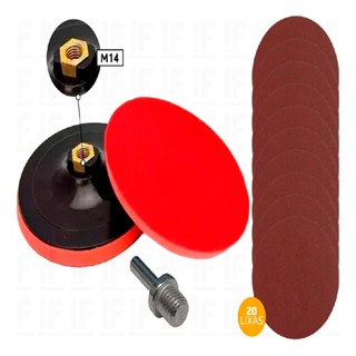 Suporte De Boina Furadeira + 20 Discos Lixa 125mm Grão 80