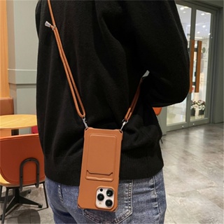 Para IPhone 15 16 Pro Max Carteira Porta-Cartões Crossbody Colar Cordão Capa Marrom Macia 14 13 12 11 14 Plus XS XR X 8 em Oferta na Shopee