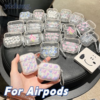 Capa Protetora Para Fone De Ouvido Airpods Pro 2 3 1 Elegante Flores Frescas Daisy Floral Lavanda Amor Coração Brilhante TPU À Prova De Choque Com Fivela De Anel Anti-Perda