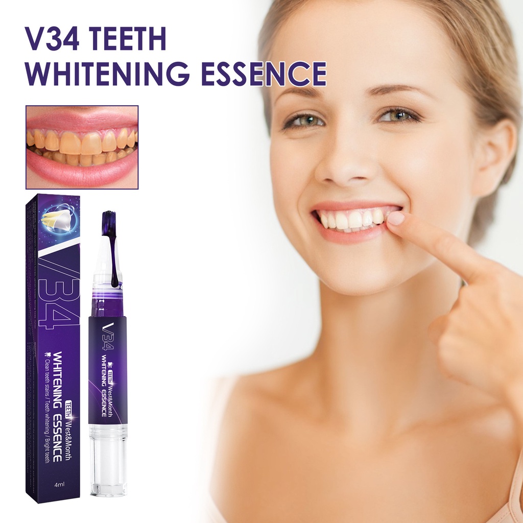 V34 Teeth Whitening Pen Tooth Gel Whitener Bleach Remove Stains Instant Smile Teeth Whitening Kit Cleaning Serum Colour Correcto