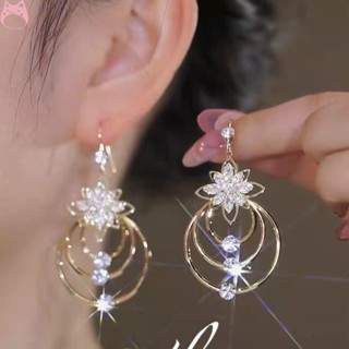 Lotus De Cristal Coreano Da Moda Três Gerações Zircônia Feminina Brinco De Gancho Joias HGF