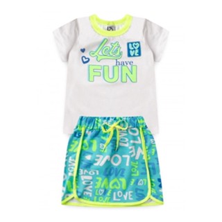 Conjunto Feminino Infantil Verão Lets Have Fun Branco