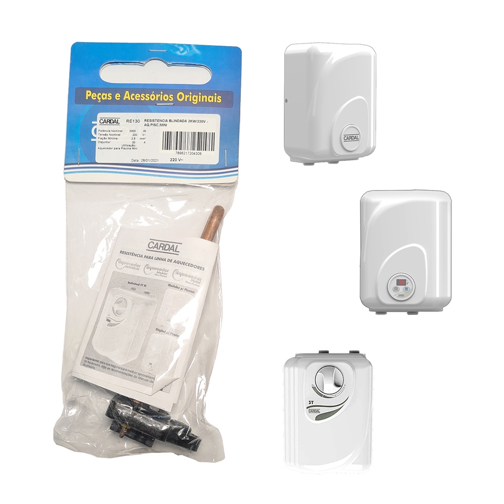 Resistência Blinda 2000w 220V Aquecedor Piscina Mini Cardal  RE130220