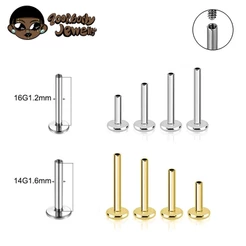 10 peças G23 Titânio Labret Labial 16G 18G 14G 4mm-14mm Piercing Corpo Jóias Acessórios Atacado