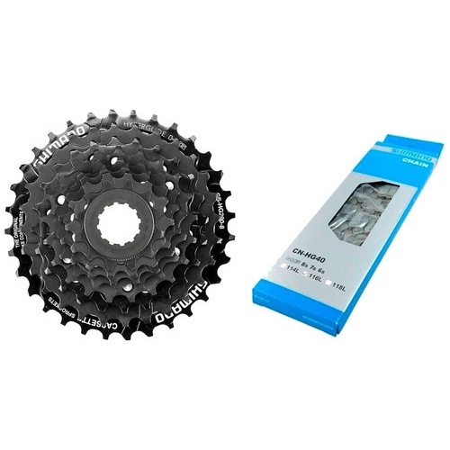 Cassete Shimano 8v Hg200 12-32d + Corrente Hg40 16v 24v Mtb - Sports & Outdoors