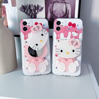 Para Samsung Galaxy A24 A54 A34 A14 A33 A04S A73 A53 A52s A03s A22 A32 A23 A52 A72 A02S A21S A01 A31 A51 A71 A70 A30S A50 3D Kitty Gato Fofo Com Maquiagem Invisível Capa De Celular Espelhada