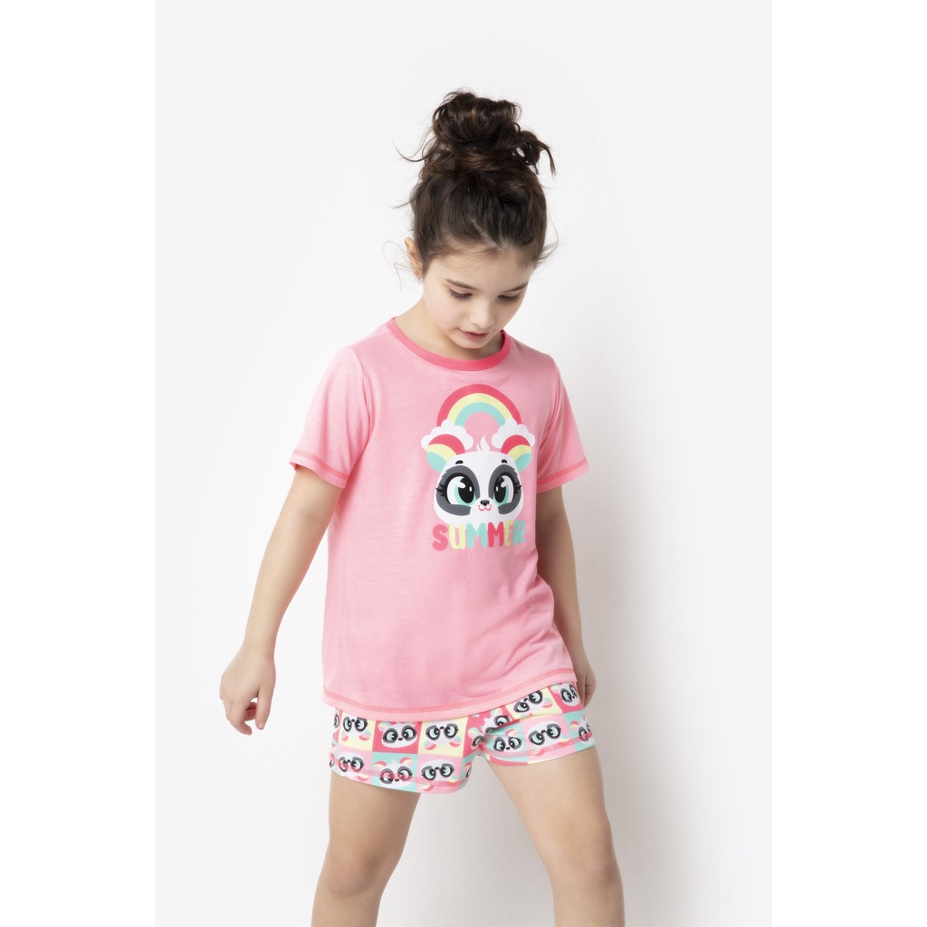 Pijama Manga Curta Menina Panda Summer - Puket - Baby & Kids Fashion